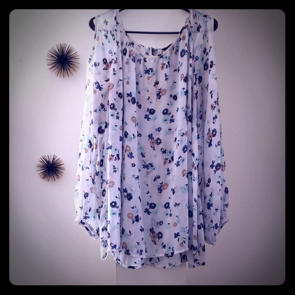 Sheer cold shoulder blouse